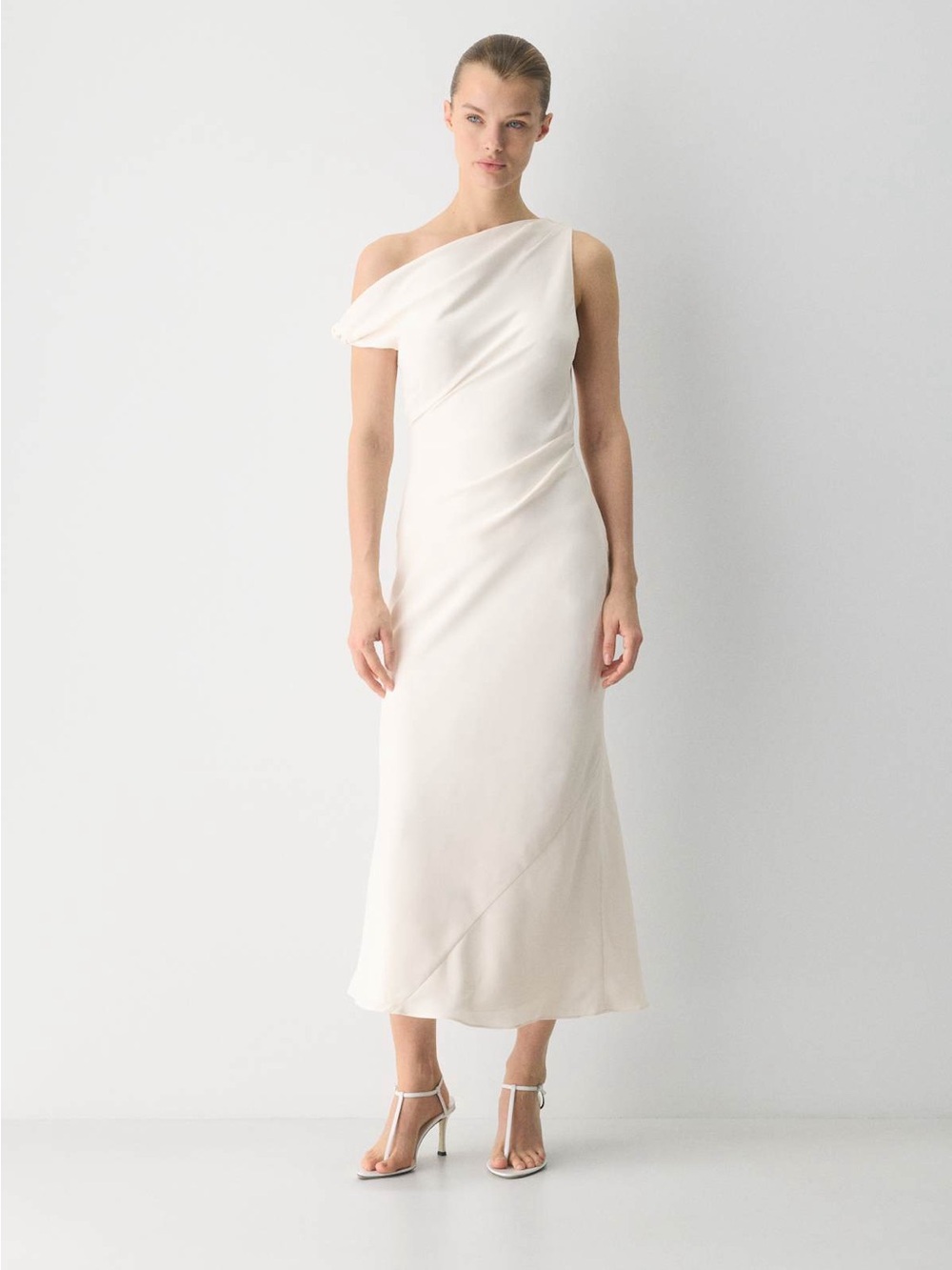Aritzia One-Shoulder Cream Maxi Dress